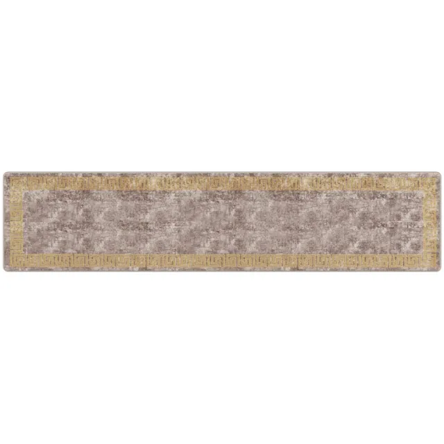 vidaXL Tapijt - Runner - MARSA - Grijs - en - Goud - 80 - x - 350 - cm - Polyester - en - PVC