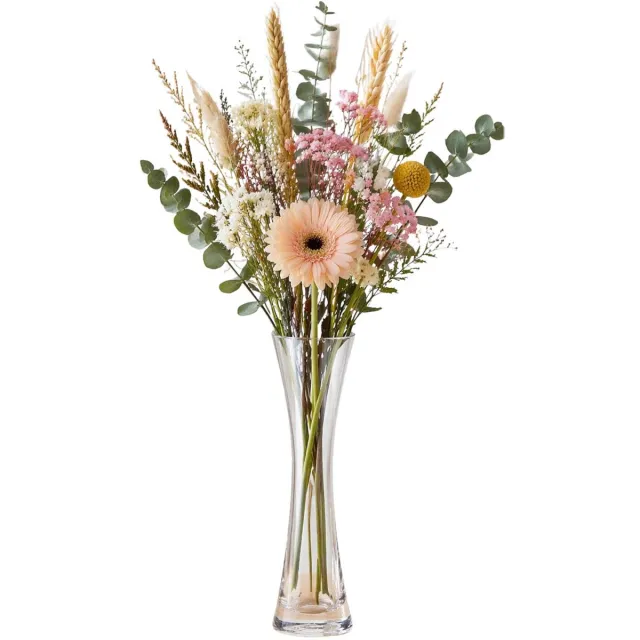 Atmosphera Bloemenvaas Soliflore - glas - 30 cm - zandloper - boeketvaas - slanke conische vaas