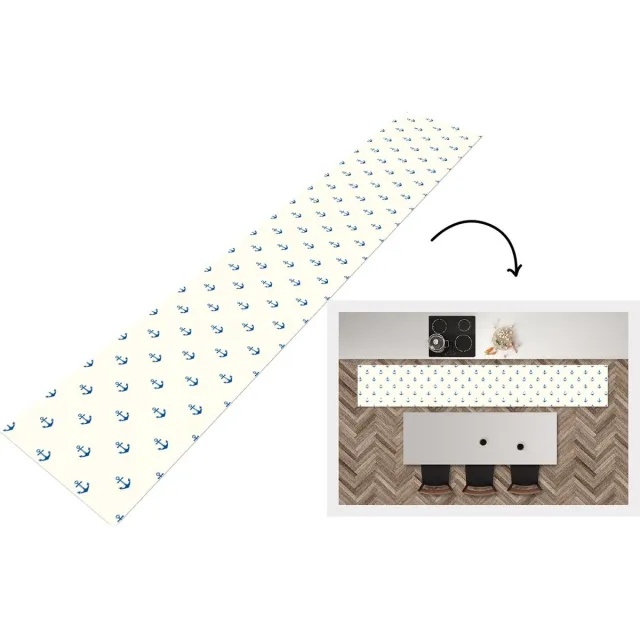 KitchenYeah Keukenloper - Keukenmat - Matroos - Anker - Strand - Patroon - Keuken vloerkleed Multicolor