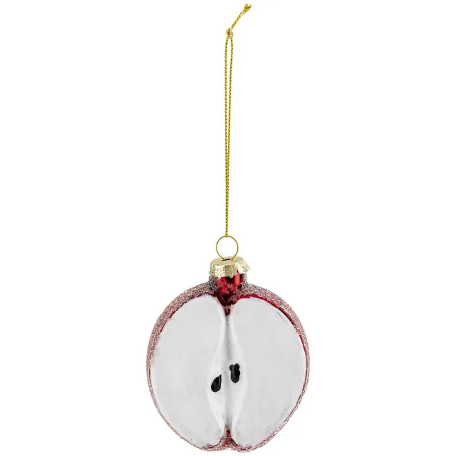 Feeric lights & Christmas Glashangsieraad in de vorm van een gesneden appel aan een dennenboom, H. 8 cm Rouge