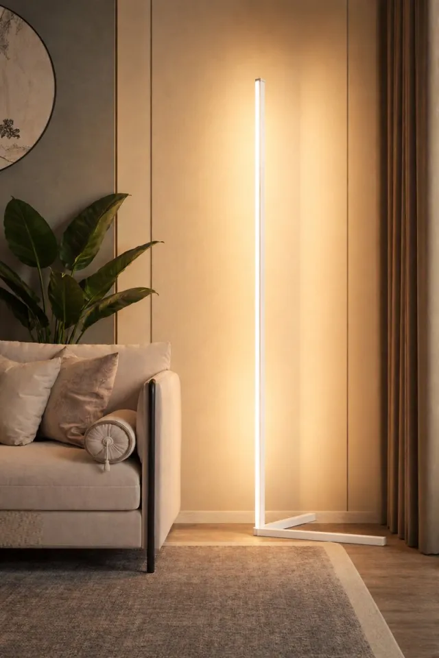 TULITE Moderne LED Vloerlamp RGB - App en afstandsbediening - Sfeerverlichting - Hoeklamp - Staanlamp - Led Verlichting Strip - Dimbaar - Voor Woonkamer - Wit