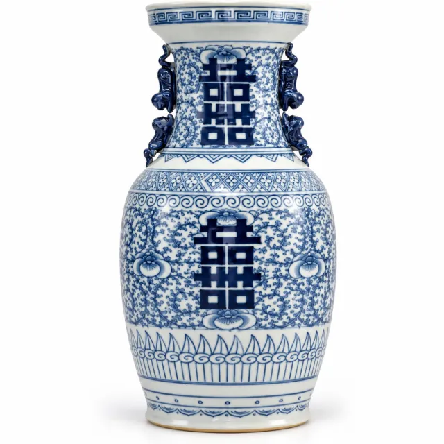 Fine Asianliving Chinese Vase Porcelain Blue White Double Happiness H41cm multi