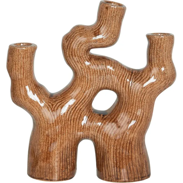 Beliani BARBUS - Bloemenvaas - Bruin - 31 cm - Steengoed