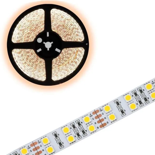 ABC-Led 5 meter warm wit led strip - Dubbele rij - 120Leds/m - 12V