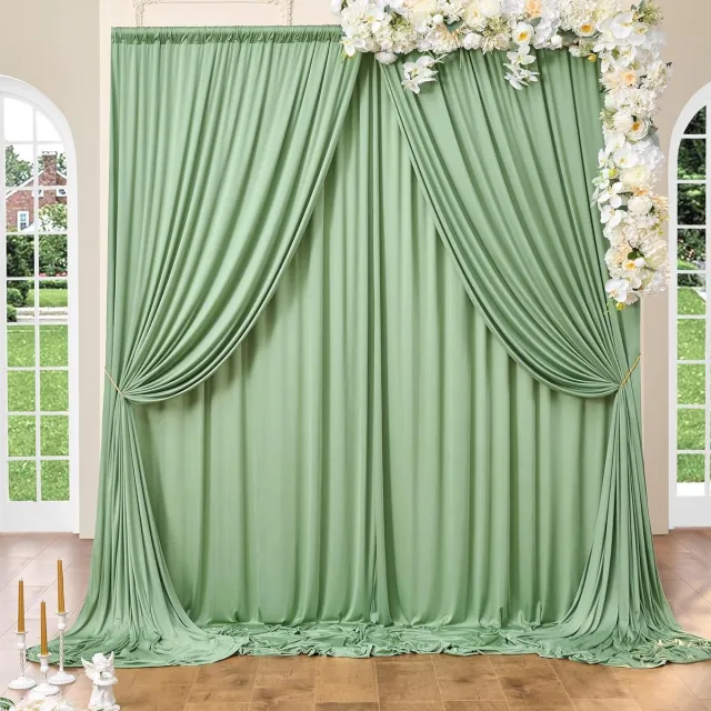 Decoratie Saliegroen Achtergrondgordijn - Decoratie voor Feesten - 6 x 3 m