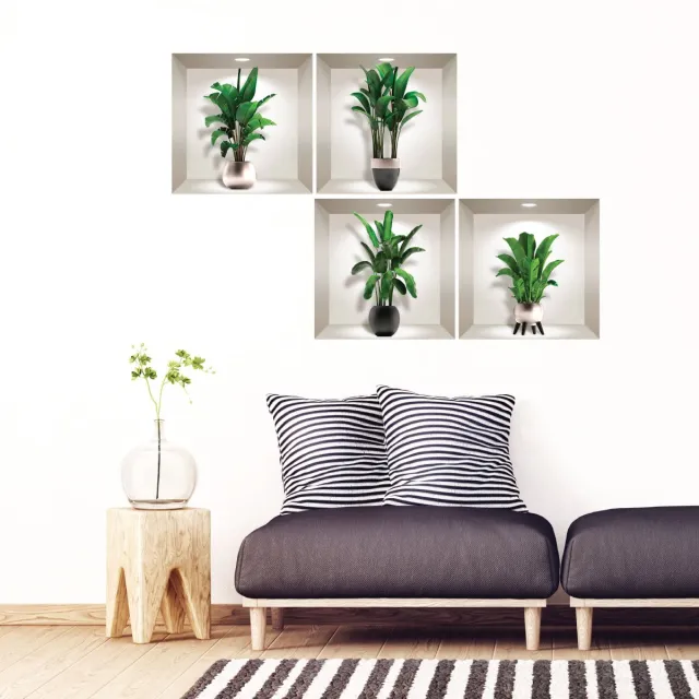 Ambiance Sticker 3D plantenstickers, exotische palmbladeren, 60 x 60 cm Multi color