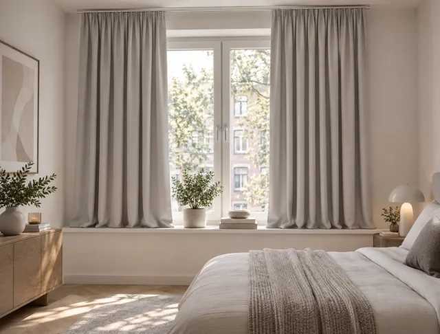 maroyathome ELSA - Gordijn - Verduisterend - met plooiband - kant-en-klaar - 144x180 cm - 144 cm breedte en 180 cm lengte - Zacht Grijs - 1 stuk
