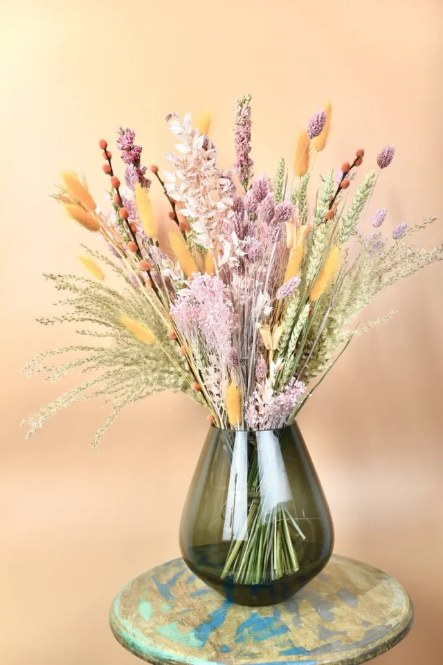 Natuurlijk Bloemen Droogbloemen boeket - Happy Mix - Droogboeketten - 50 cm - Natuurlijk Bloemen Roze