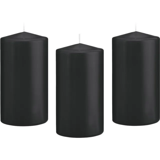 Trend Candles Cilinderkaars/stompkaars - 10x - zwart - 8 x 15 cm - 69 branduren - horeca kaarsen
