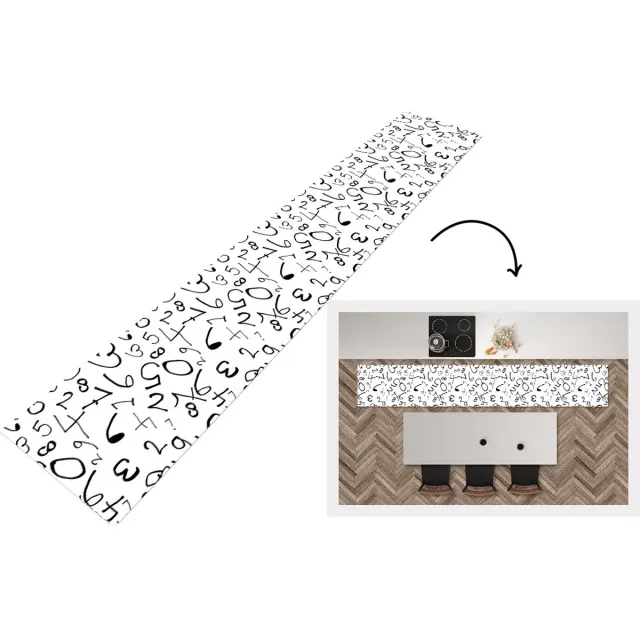 KitchenYeah Keukenloper - Keukenmat - Nummer - Cijfers - Patronen - Zwart wit - Keuken vloerkleed Zwart; Wit