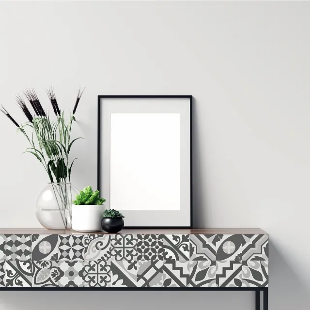 Ambiance Sticker Meubeldecoratiestickers - 24 authentieke cementtegel meubelstickers van LIVIATIA - 24 stickers 15x15cm Multi color
