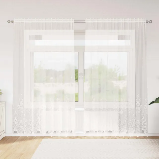 vidaXL Kantgordijn Wit 245 x 200 cm Polyester