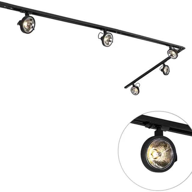 QAZQA go - Moderne Spot railsysteem verlichting, railverlichting geschikt voor led - 5 lichts - L 300 cm - Zwart - Woonkamer | Slaapkamer | Keuken