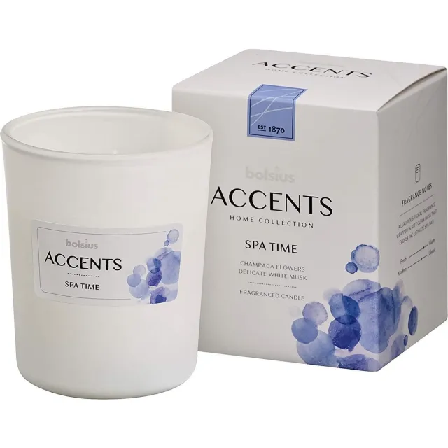 Bolsius Geurkaars Accents Spa Time 9,2 Cm Glas/wax Wit Wit/blauw