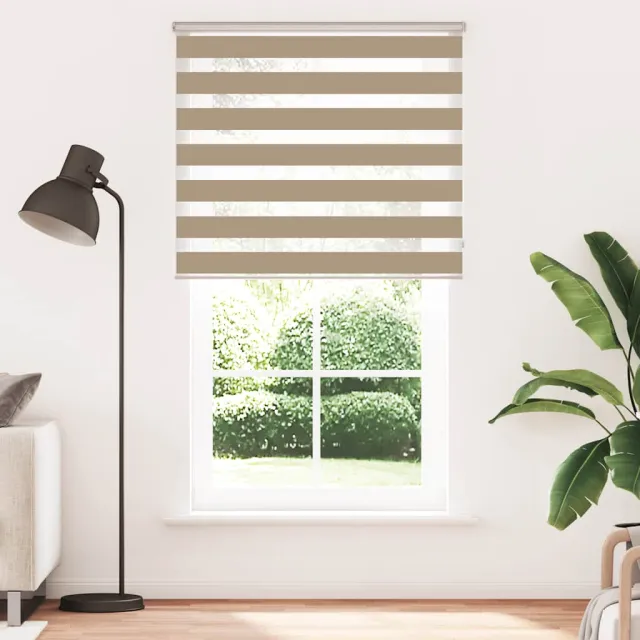 vidaXL Zebra Blind 125x230 cm stofbreedte 120,9 cm polyester zandbruin