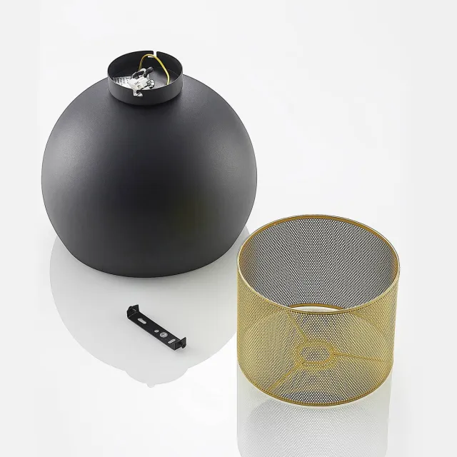 Lucande plafondlamp design - 1licht - ijzer - H: 28.9 cm - E27 - zwart, goud