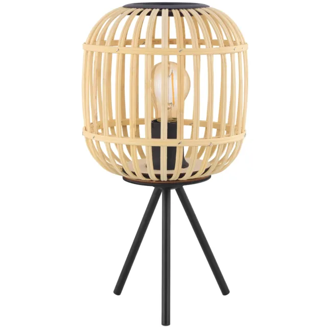 EGLO Bordesley Tafellamp - E27 - 40 cm - Zwart|Natuur Zwart;Lichtbruin;