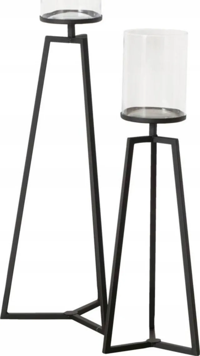 Boltze glazen kandelaars Cosa op metalen frame - zwart, 75-95 cm hoog