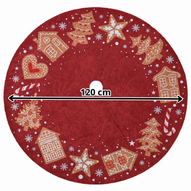 Ferocity Kerstboomrok 120 cm - Rond kerstboomkleed van zachte pluche - Met klittenband - Rode Peperkoek Rood