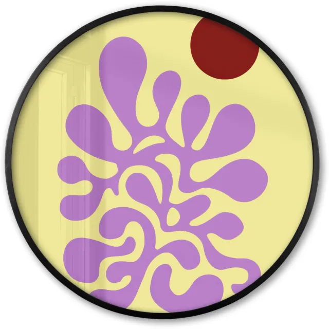 FrameYourWall Poster in lijst Rond - Fotolijst 60x60 cm - Posters - Koraal - Cirkel - Abstract - Geel - Ronde posterlijst zwart - Decoratie - Wanddecoratie woonkamer - Muurdecoratie slaapkamer