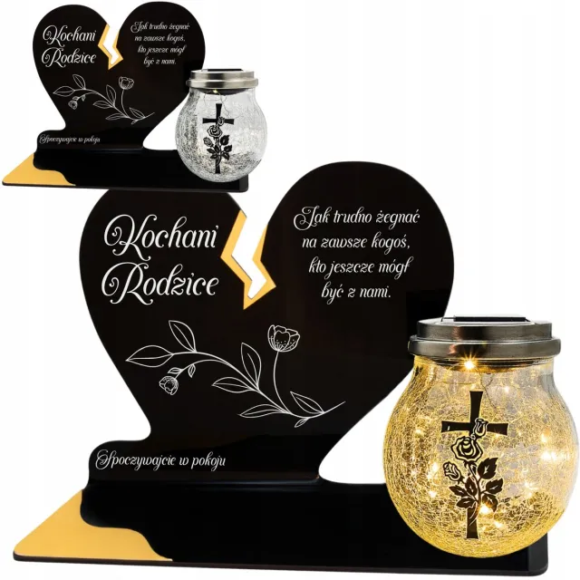 Decortrend Zonne-graflicht Hart met LED voor Ouders - Decoratief Graflicht Goud