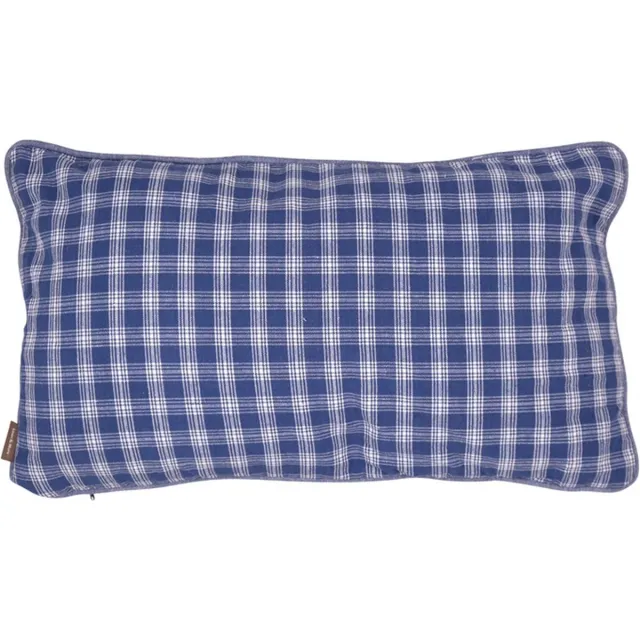 Linen & More Kussen Levy Check Linen/ | 30 X 50 | Sierkussen Voor Woonkamer Of Slaapkamer Blauw