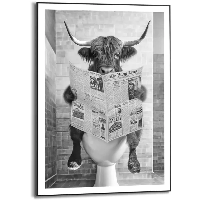 Schilderij Hooglander Toilet - 70 x 50 - Hout - REINDERS