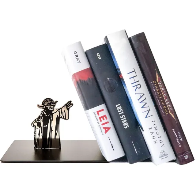 Unyqoos Unieke metalen boekensteun met dubbele Yoda-print voor sci-fi fans zwart