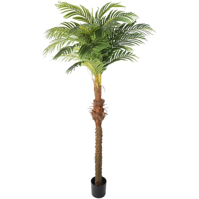 Kunstpalm Kunst palmboom Hawaii | 220cm | Grote kunstpalm boom - Kunstpalm Donkerbruin