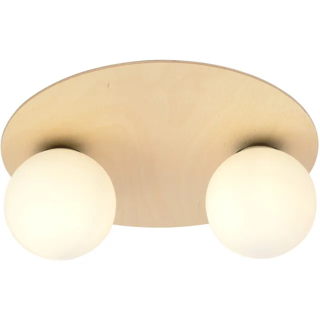 Emibig Slagelse ronde dubbele scandinavische plafondlamp goud messing met opaal glazen bollen E14 - Perfecte verlichting voor elke ruimte Bruinachtig of roest