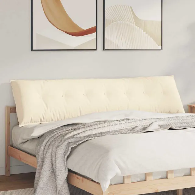vidaXL Rugkussen Crèmekleurig 200 x 50 x 19 cm Katoen Stof