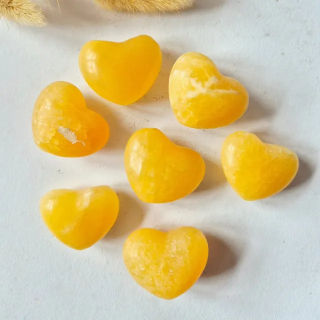 Moonlight Gemstones Edelsteen Bol Hartje Zaksteen 3-4cm – Gele Calciet Meerkleurig