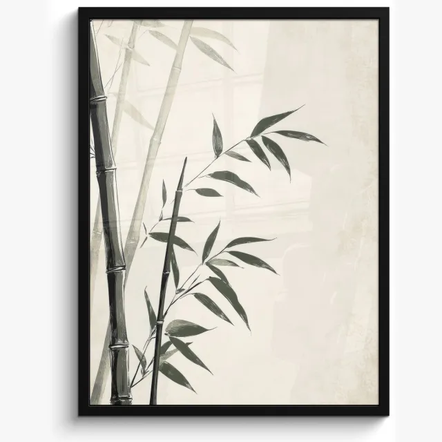 FrameYourWall Poster in lijst - Fotolijst 60x80 cm - Posters - Japandi - Bamboe - Beige - Posterlijst zwart - Decoratie - Wanddecoratie woonkamer - Muurdecoratie slaapkamer