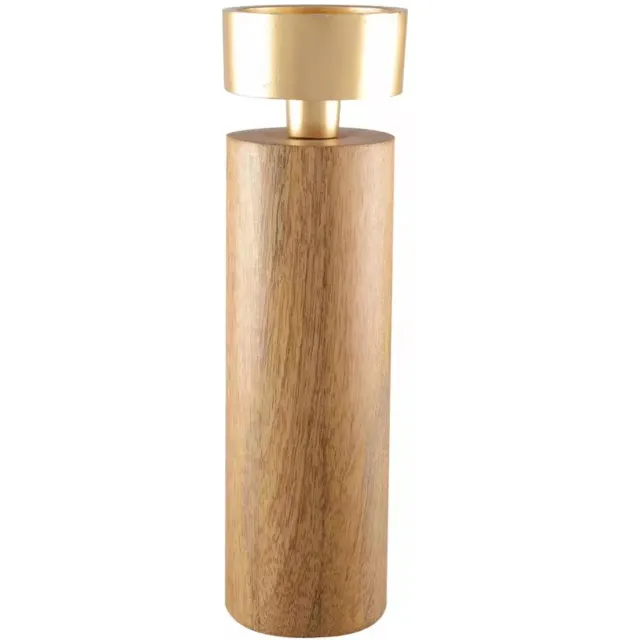 Aulica KANDELAAR | KAARSENSTANDAARD | LANTAARN | WINDLICHTEN | KAARSENHOUDERS | WAXINELICHTHOUDER | THEELICHTHOUDER | HOUT METAAL | XL ECTRA LARGE | BRUIN GOUD | 7.5x7.5x27CM.
