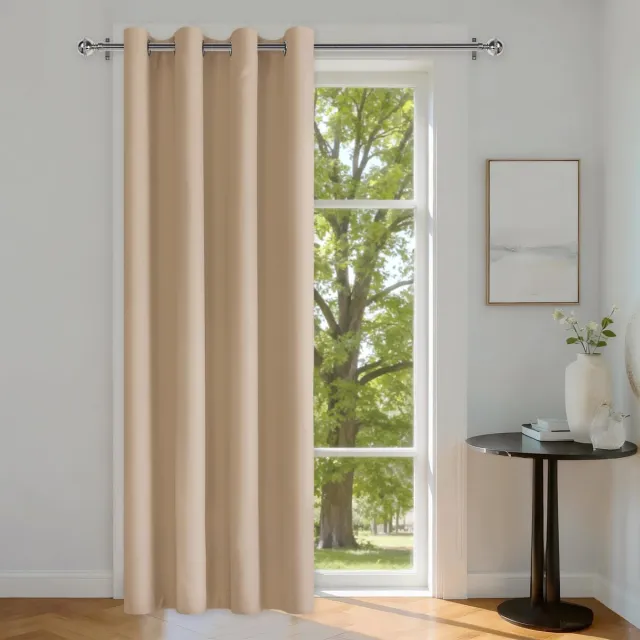Famanu Thermogordijn voor hittebescherming, ondoorzichtig deurgordijn, 1 stuk, 210 x 132 cm, verduisterend in Biscotti beige