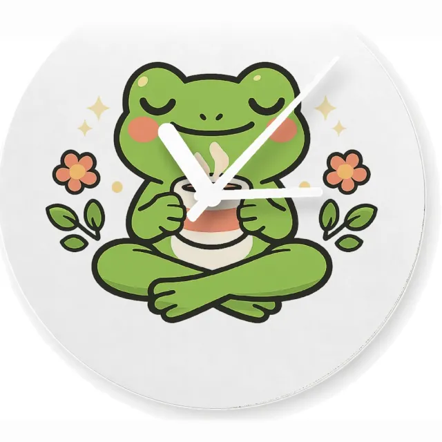 Mr Cadeautjes Glazen klok Ø 20 - design Rustige diermeditatie met een onverwacht grappig zelfzorgmom | cadeau Wit