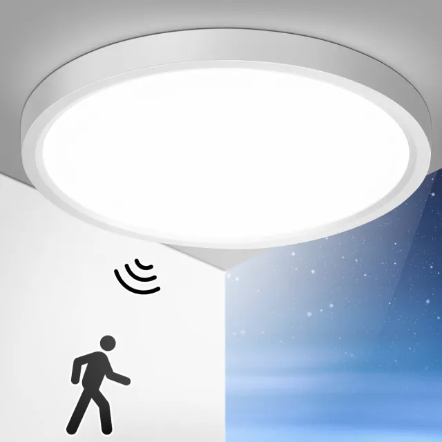 Oraymin LED Plafondlamp met Bewegingssensor – 24W 2400LM 4000K – Microgolfsensor (Radar) – Voor Hal Keuken Trap Gang Balkon – Ø30cm Wit