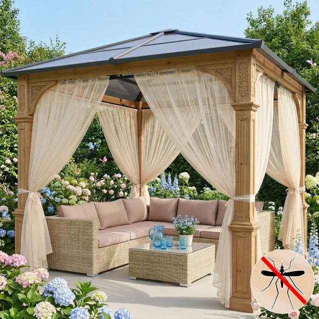 Qelus Lichtgewicht Klamboe Buitengordijn - Vitrages - Op Maat Te Knippen DIY Muggennet - Fijnmazig Vliegengordijn voor Patio - voor Overkapping & Deur - 160cmx213cm - Beige - 1 Stuk