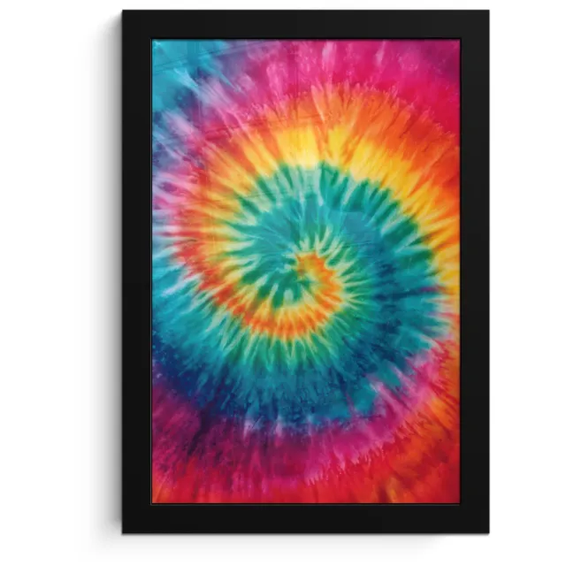 FrameYourWall Poster in lijst - Fotolijst 20x30 cm - Posters - Regenboogkleuren - Tie dye - Posterlijst zwart - Decoratie - Wanddecoratie woonkamer - Muurdecoratie slaapkamer