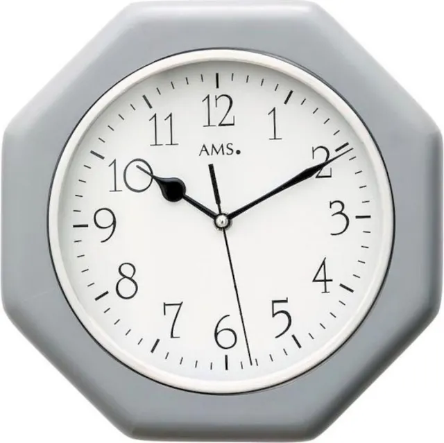 AMS Wandklok radiogestuurd AMS - 5511 Zilverkleurig
