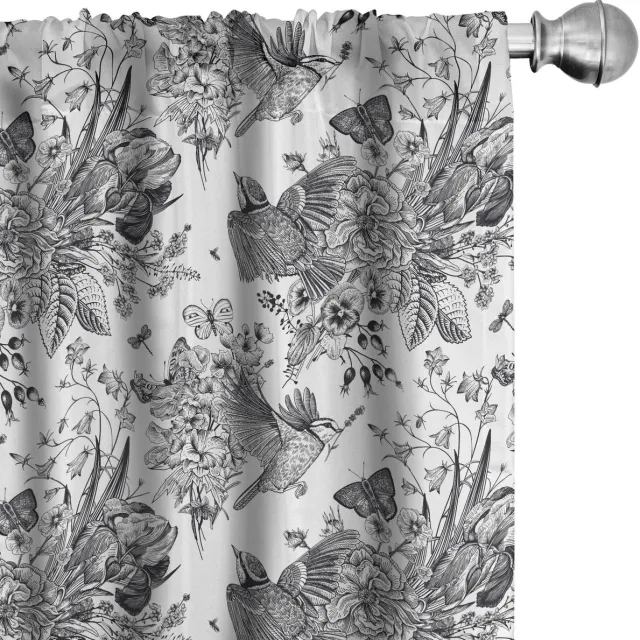 ABAKUHAUS Gordijnen – 2x75x225 cm, Antraciet/Wit, Microvezel Charcoal Grijs