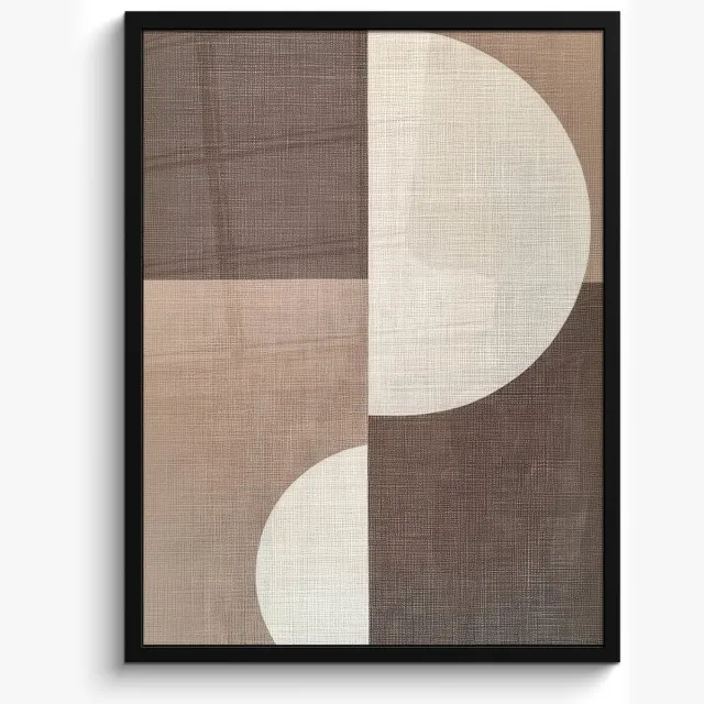 FrameYourWall Poster in lijst - Fotolijst 50x70 cm - Posters - Raster - Halve cirkels - Contrast - Posterlijst zwart - Decoratie - Wanddecoratie woonkamer - Muurdecoratie slaapkamer cirkels - Vlakken