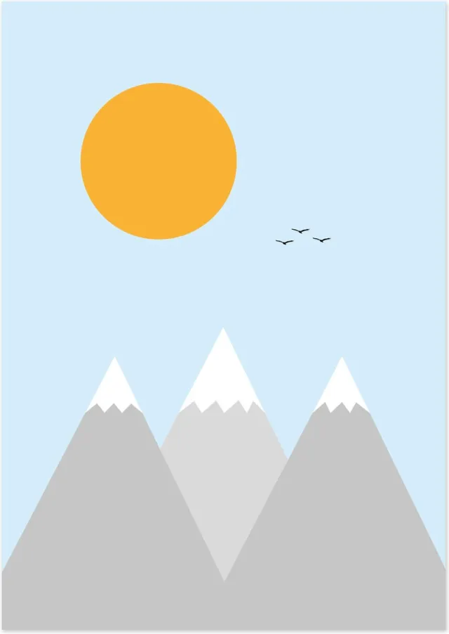 De Lange Koe Berglandschap | A3 poster Blauw
