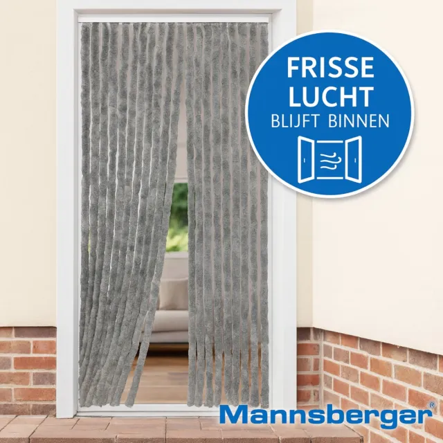 Mannsberger Chenille Vliegengordijn - Insectengordijn Voor Deur - 90 X 220cm - Grijs - 22 Strengen - Op Maat Te Maken