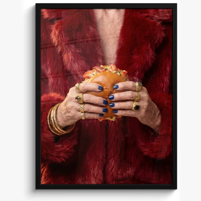 FrameYourWall Poster in lijst - Fotolijst 60x80 cm - Posters - Broodje - Bontjas - Goud - Posterlijst zwart - Decoratie - Wanddecoratie woonkamer - Muurdecoratie slaapkamer