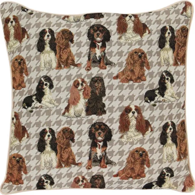 Signare Kussenhoes - Gobelinstof - King Charles Spaniel - Hond - Honden - 45 x 45 cm Beige