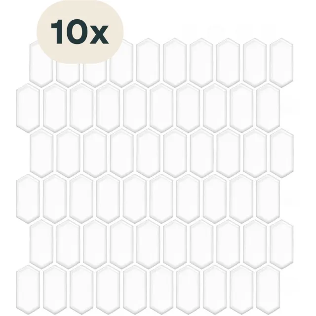 Solusia Zelfklevende Plaktegels Wit – 10 Luxe Plaktegels voor Wand – Waterdichte Wandpanelen voor Keuken, Badkamer en Toilet – 30 x 30 cm – Makkelijk aan te brengen - Tegeltjes Tegelstickers - Hexagon Honeycomb