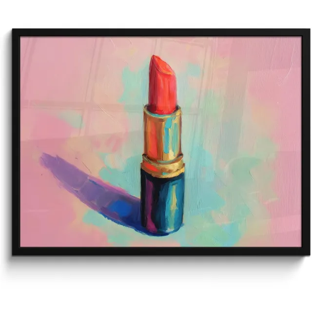 FrameYourWall Poster in lijst - Fotolijst 80x60 cm - Posters - Lippenstift - Rood - Penseelstreken - Posterlijst zwart - Decoratie - Wanddecoratie woonkamer - Muurdecoratie slaapkamer