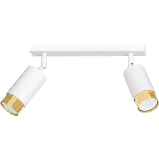 Emibig Boras dubbele wit met goud afwerking plafondspot richtbaar GU10 - Perfecte verlichting voor moderne interieurs wit/goud