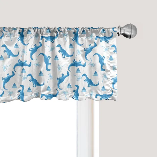 ABAKUHAUS Dino Raamvalletje, Gordijnvalletje voor Keuken en Slaapkamer met Tunnelzoom, 137 cm x 45 cm, Lichtblauw en Wit Blauw, lichtblauw en wit